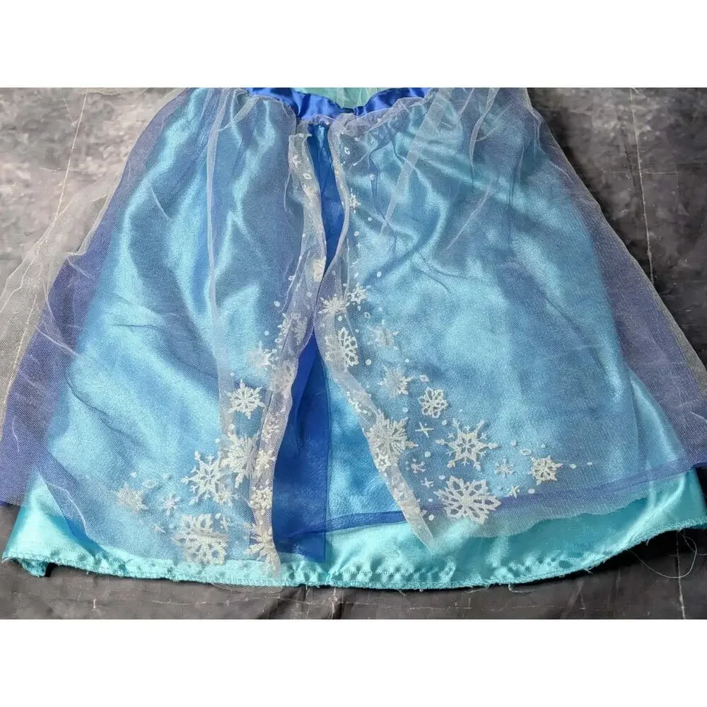 DISNEY FROZEN ELSA PRINCESS DRESS HALLOWEEN COSTUME GIRLS SIZE 4-6X GLITTER